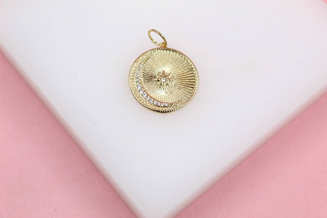 Crescent Moon Star in Gold