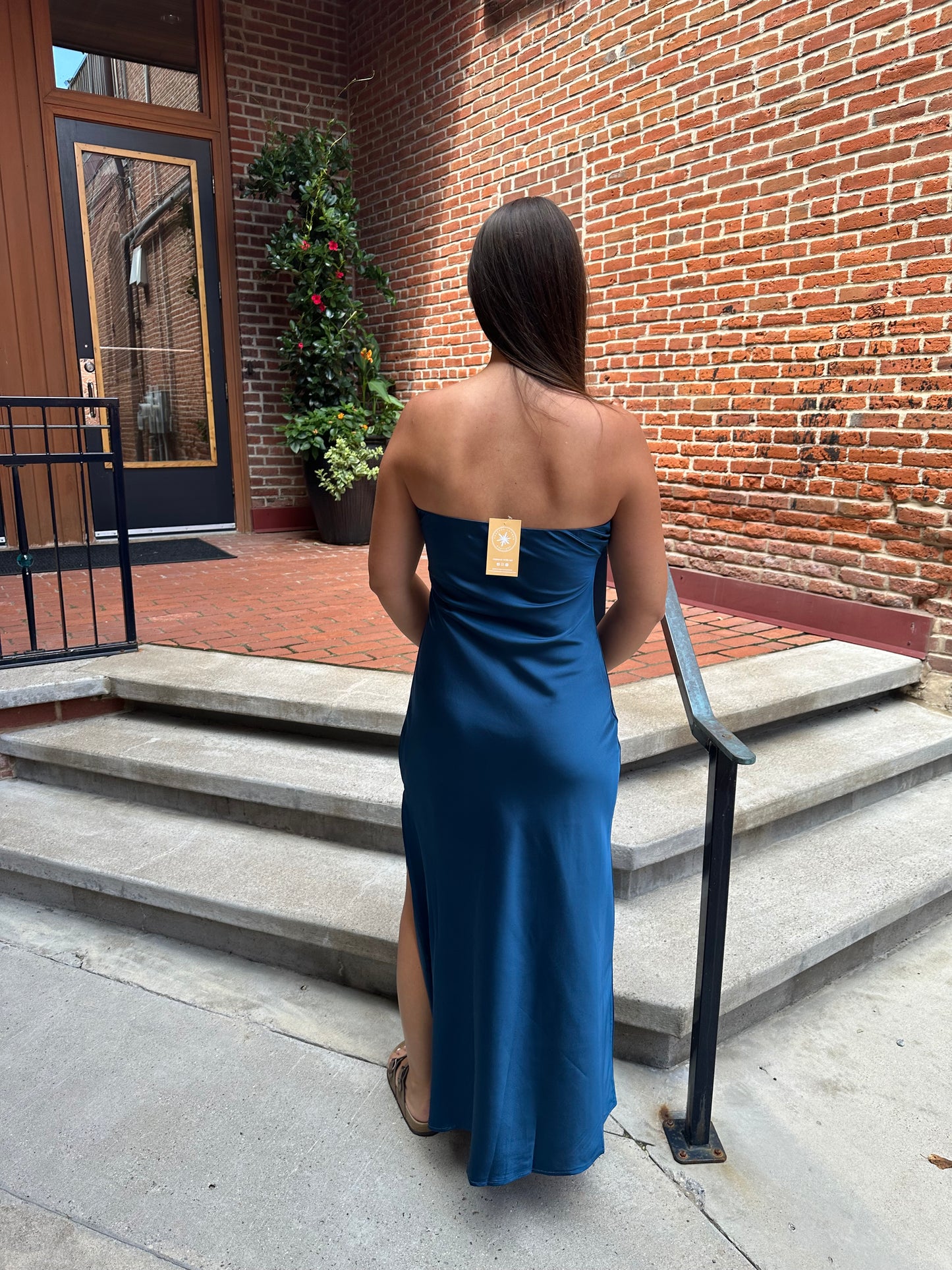Josee Going Out Strapless Maxi Dress in Peacock