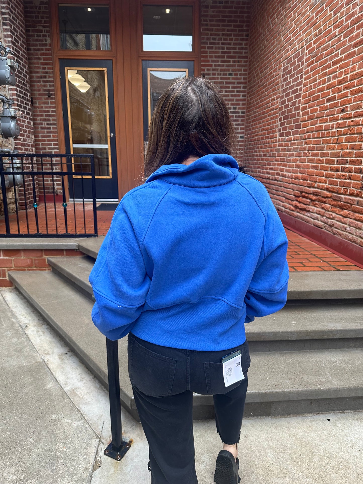 Drea Half-Zip Cropped Half Zip in Cobalt