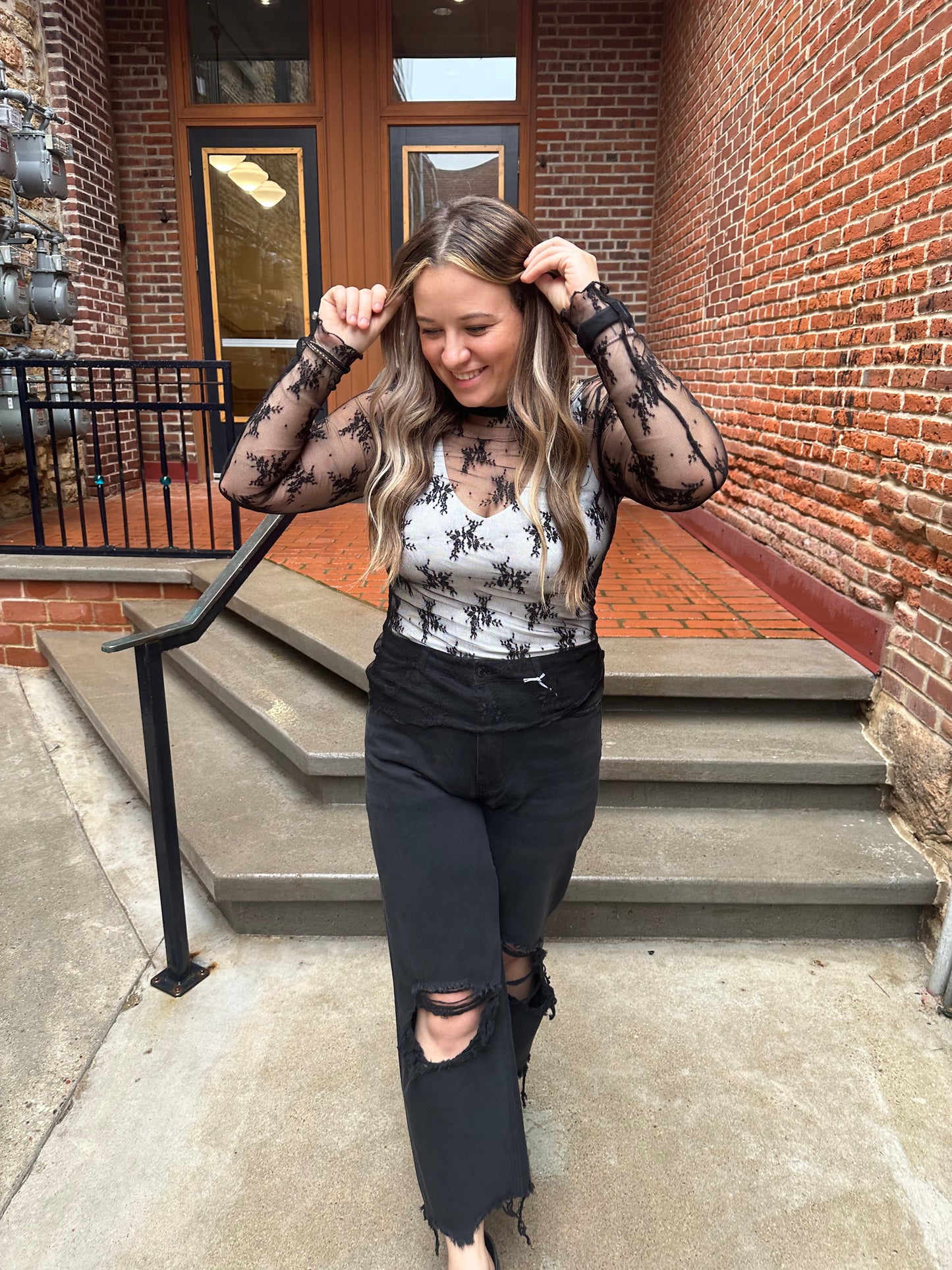 Samantha Lace Long Sleeve in Black