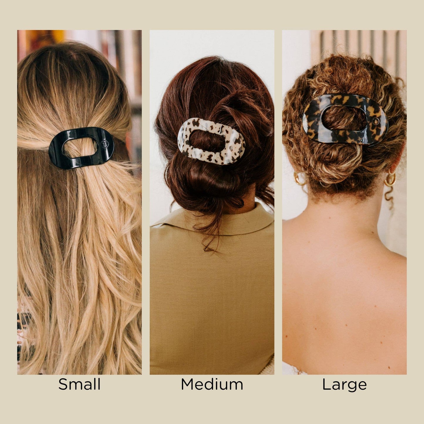 Round Flat Hair Clip Large in Tortoise