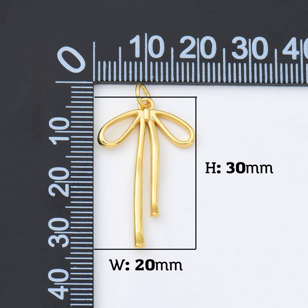 Gold Filled Ribbon Bow Minimalist Charm Pendant