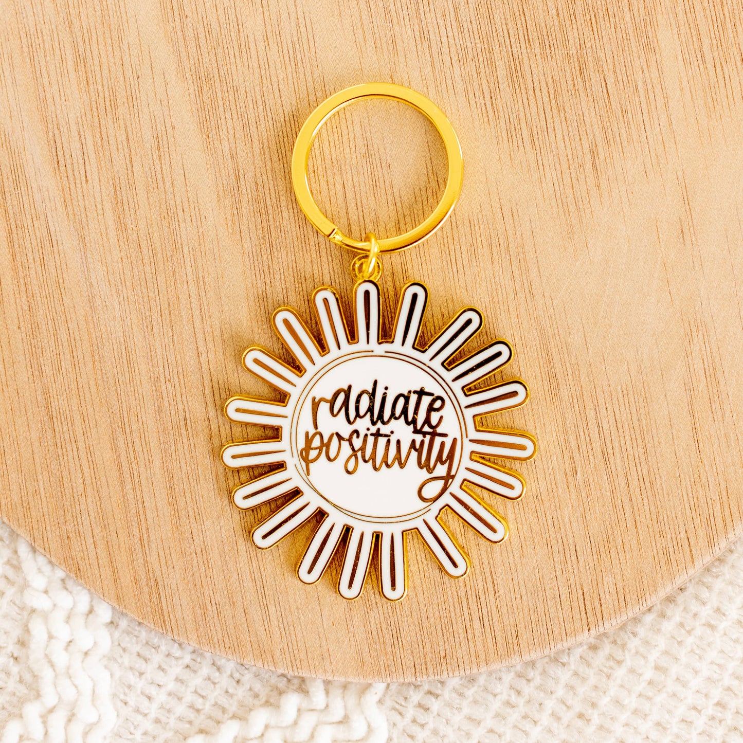 Radiate Positivity Metal Keychain 2.25x2.25 in.
