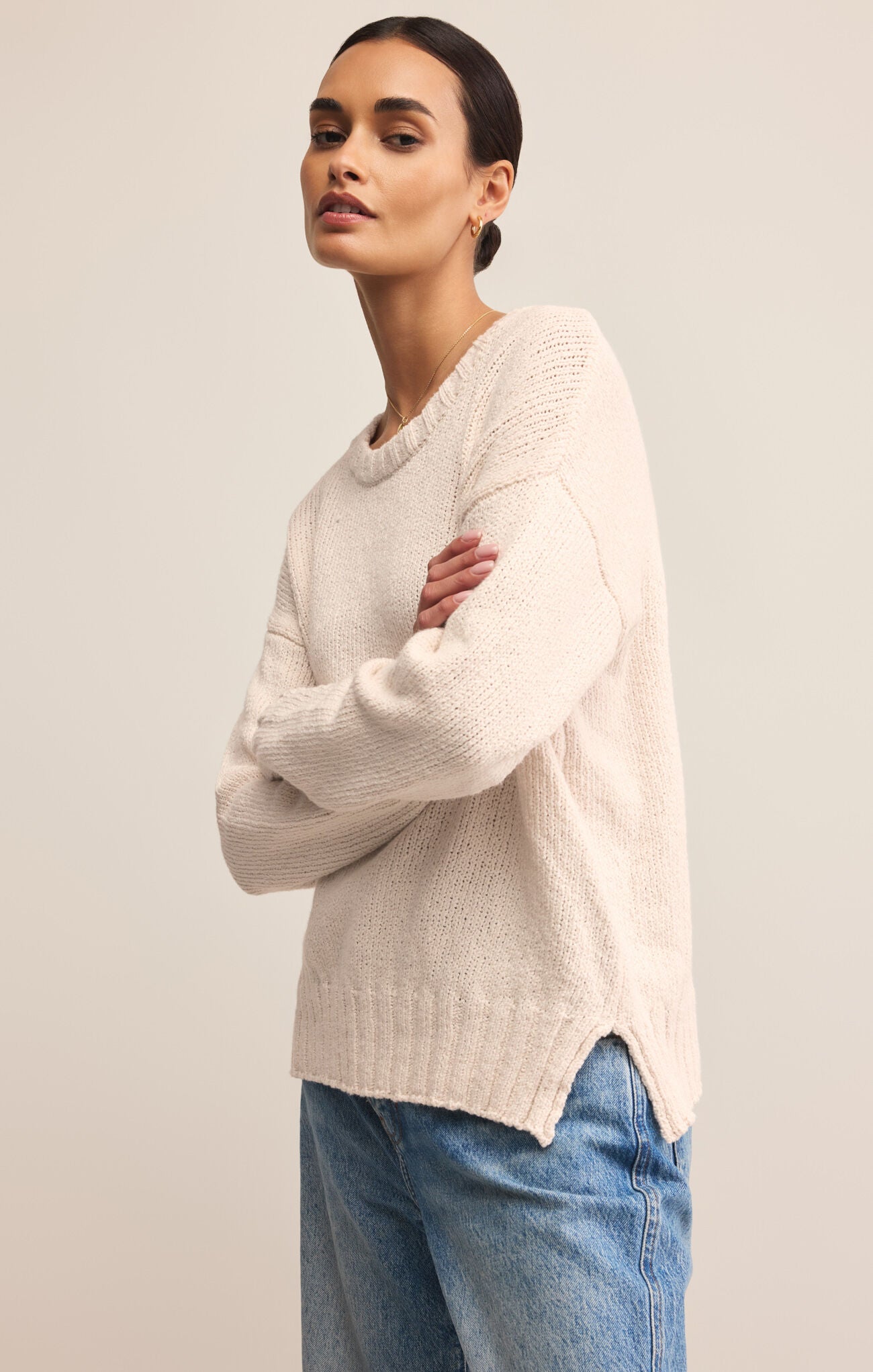Beck Textured Sweater in Crystal