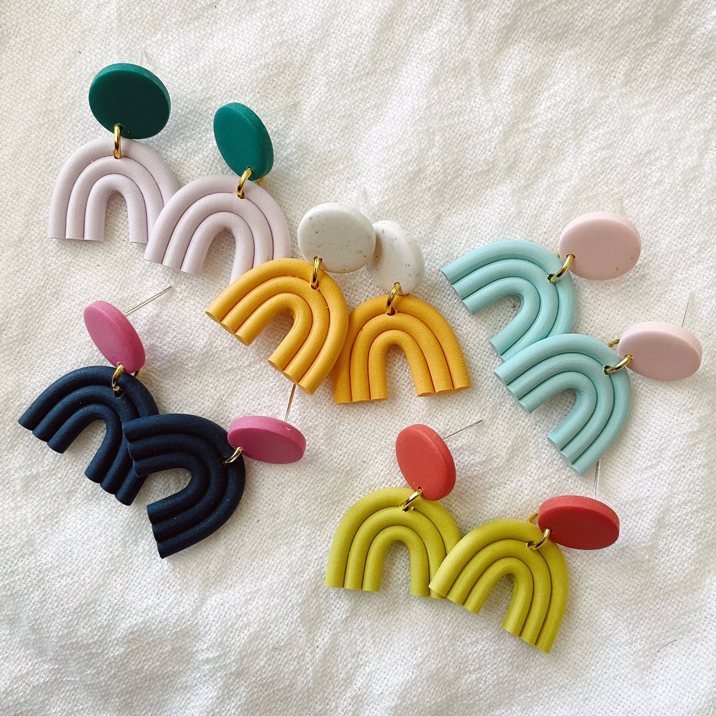 Ellie Rainbow Earrings in Navy