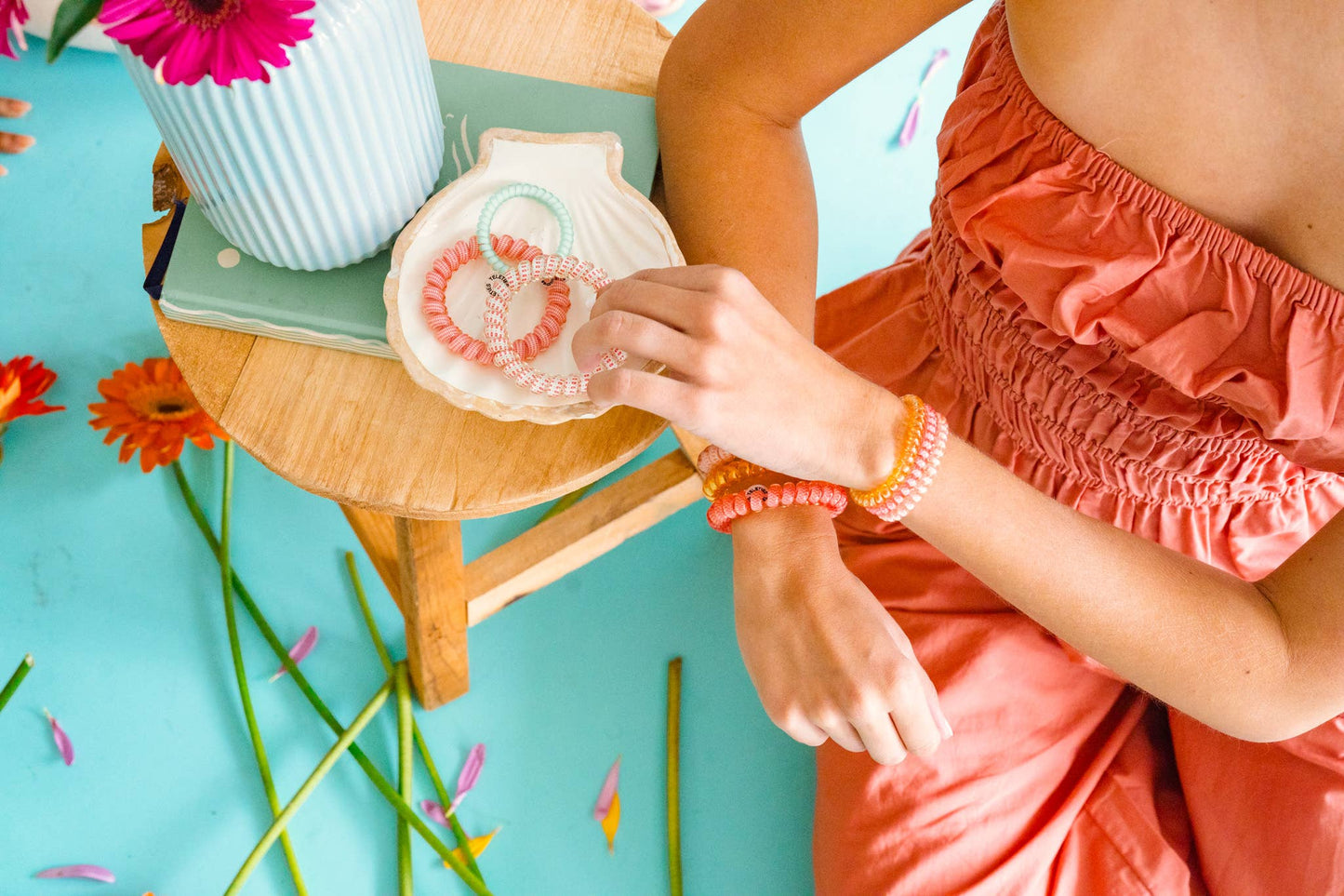 Large Calming Coral Spiral Hair Ties