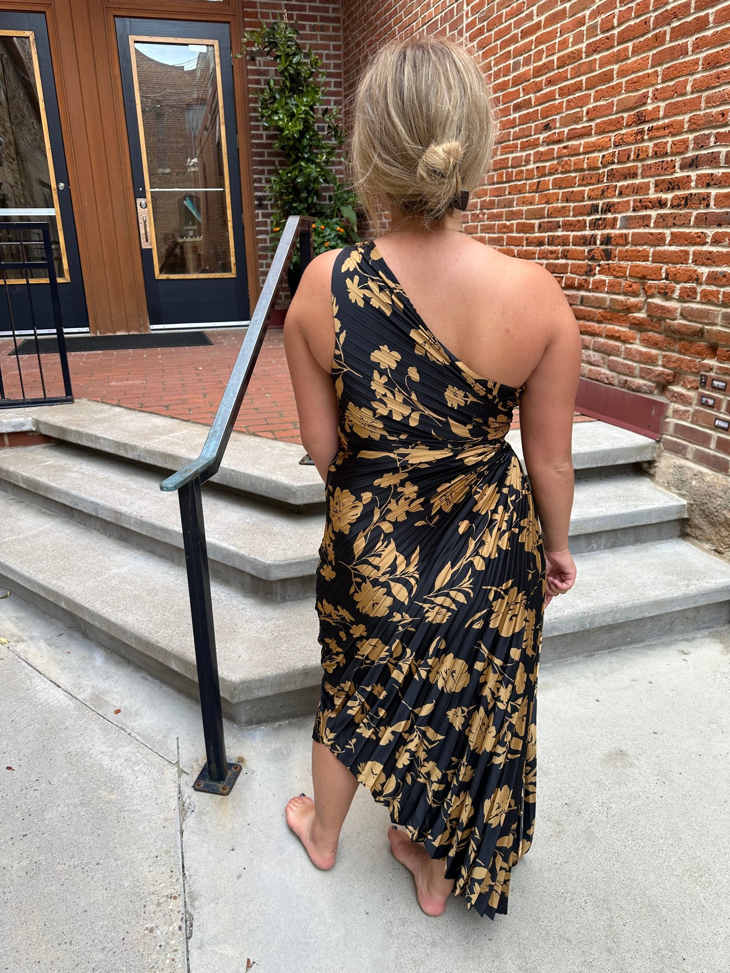 Kori Undeniable Icon Asymmetrical Pleated Maxi Dress