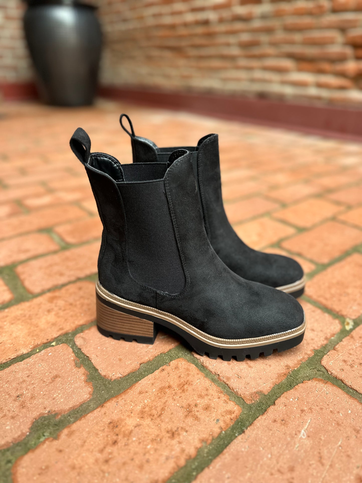 Jorey Black Lug Sole Block Heel