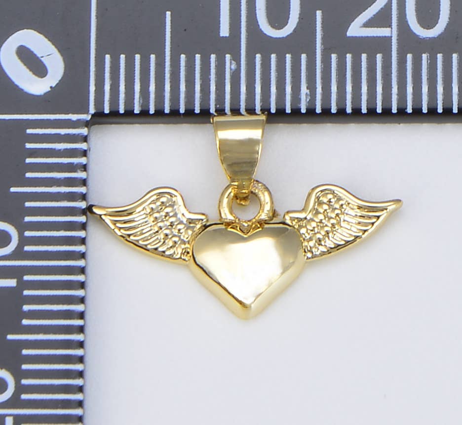 Gold Winged Heart Charms