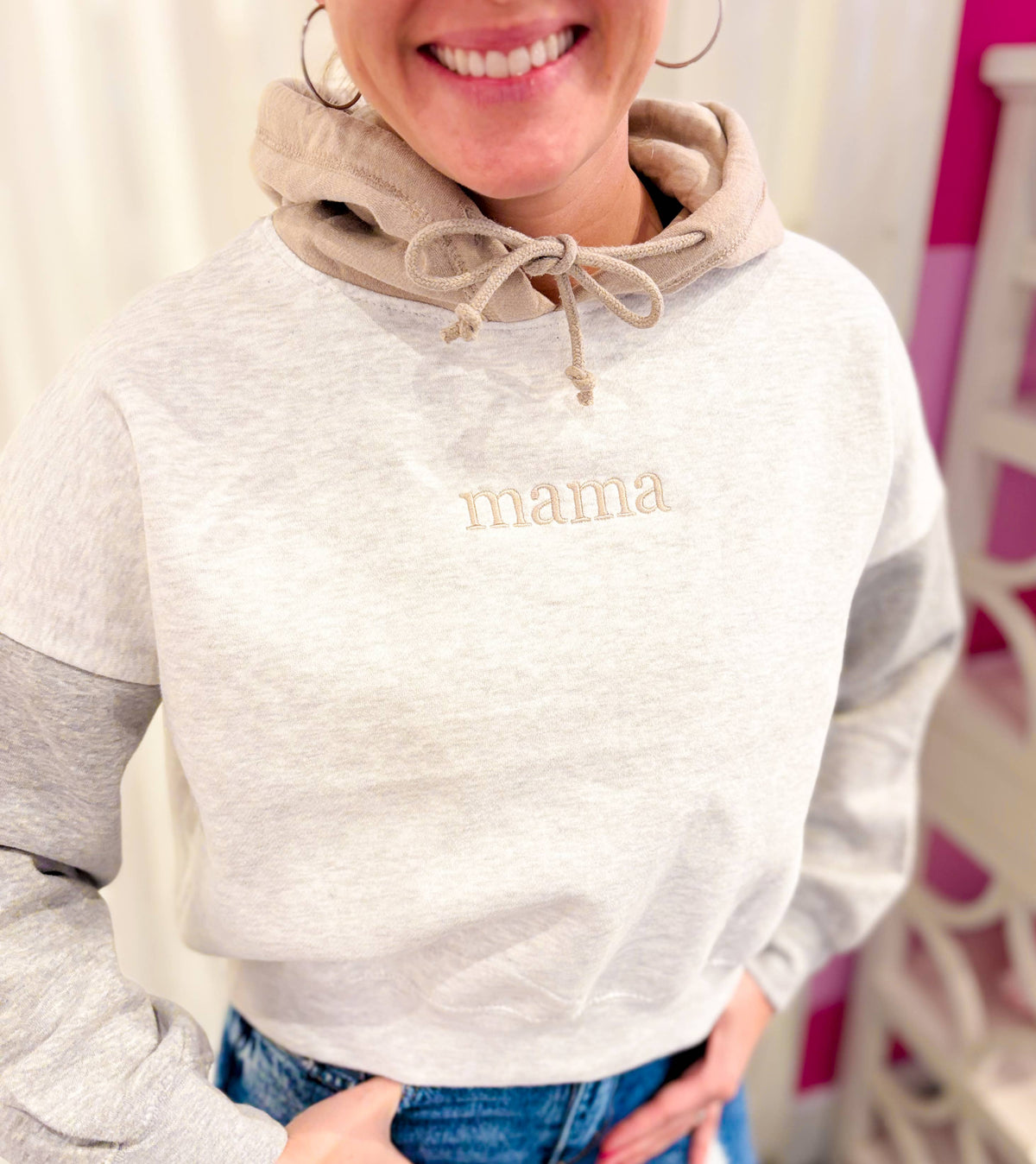 Neutral Mama Colorblock Hoodie