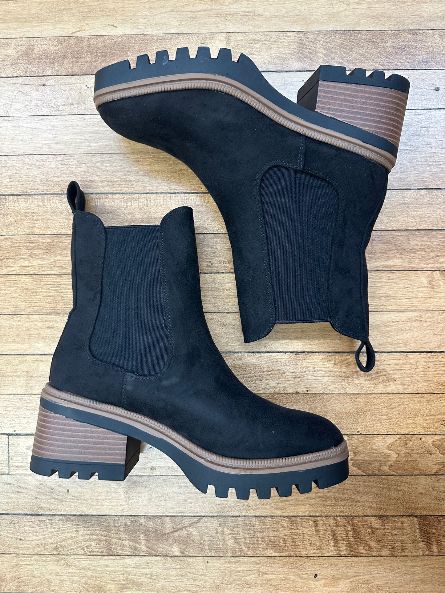 Jorey Black Lug Sole Block Heel
