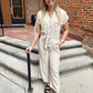 Mallory Belted Wide Leg Jumpsuit in Natural