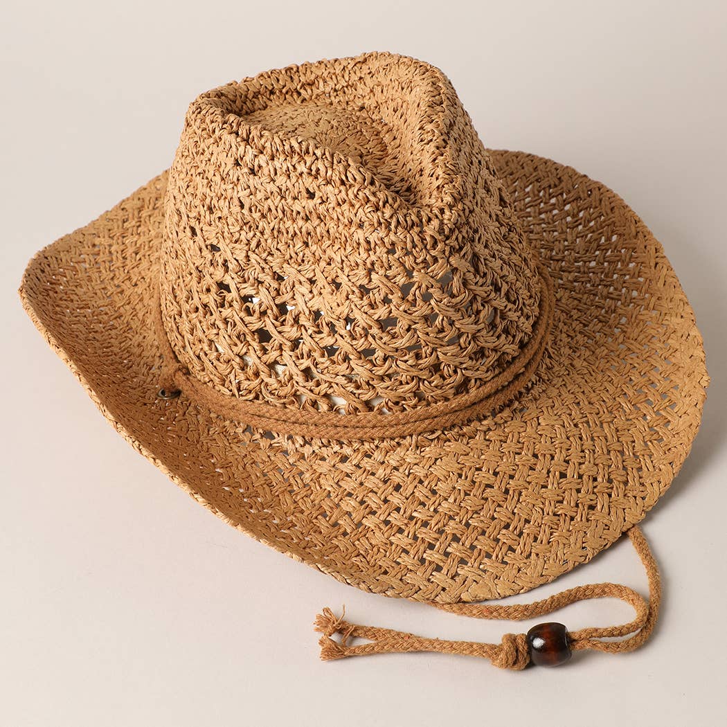 Natural Material Straw Panama Adjustable Sun Hat in Brown