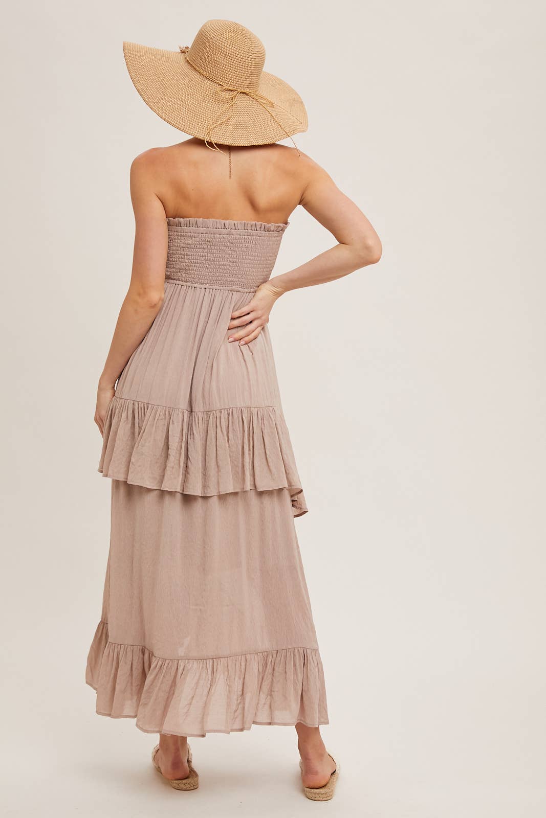 Alicia Smocked Strapless Tiered Dress