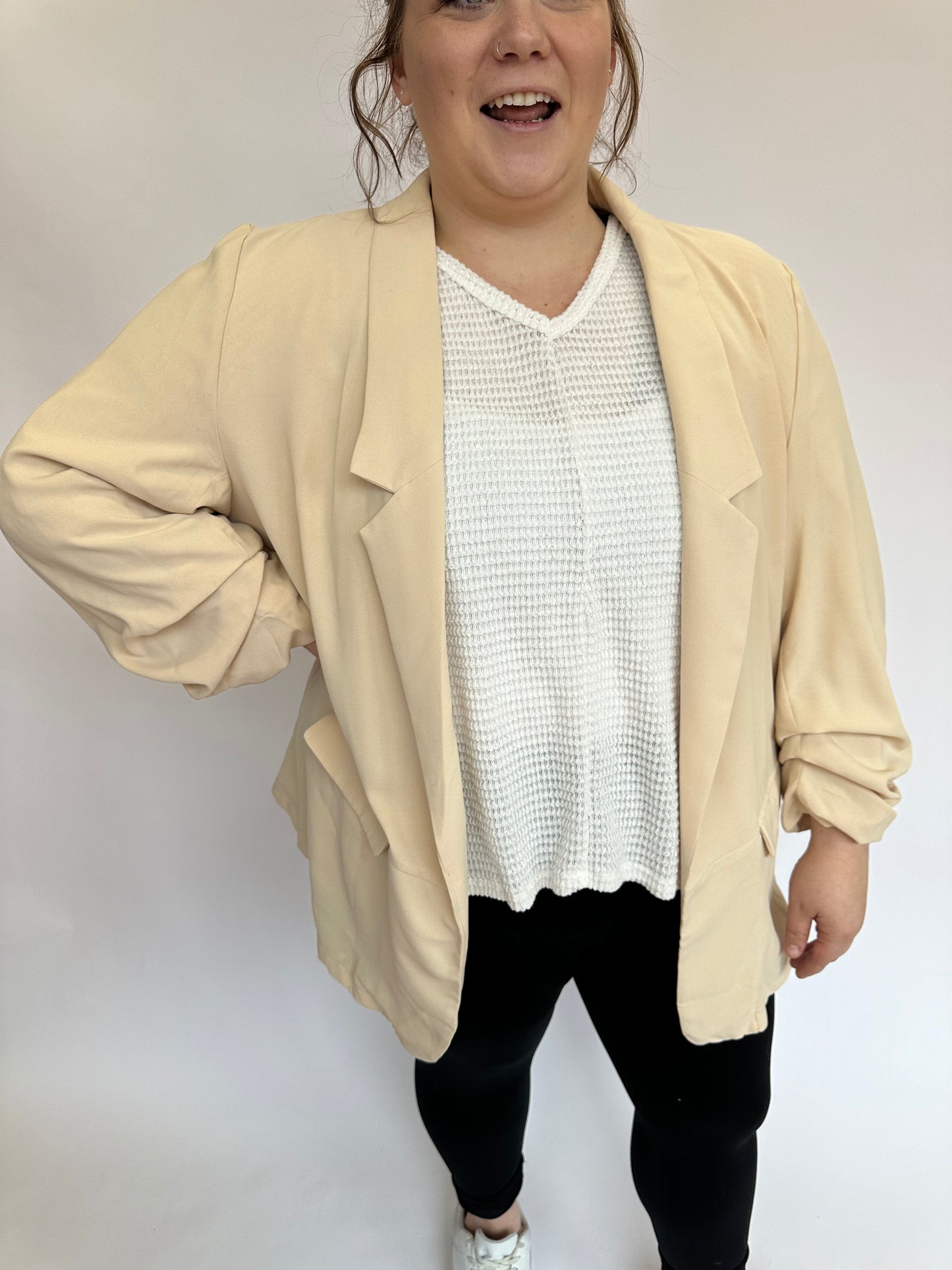 Doris Blazer in Tan in Plus