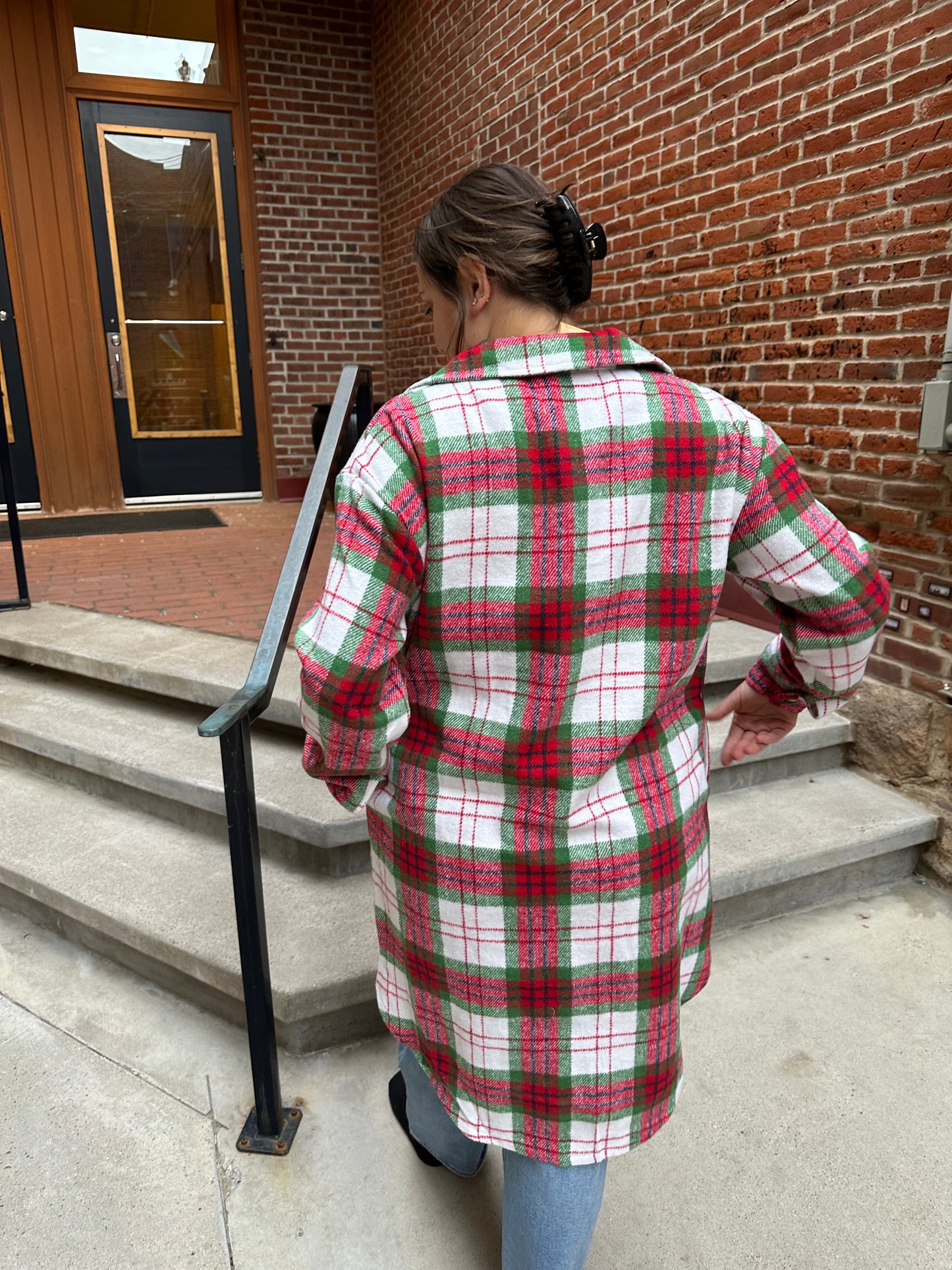 Ophelia Red, Green & White Plaid Long Flannel