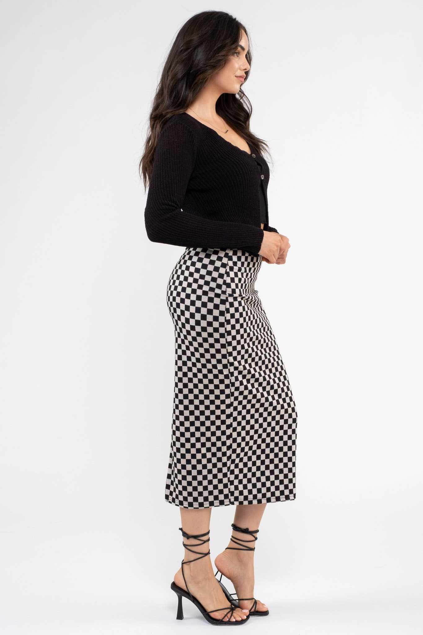 Madigan Double Button Knit Cardigan in Black