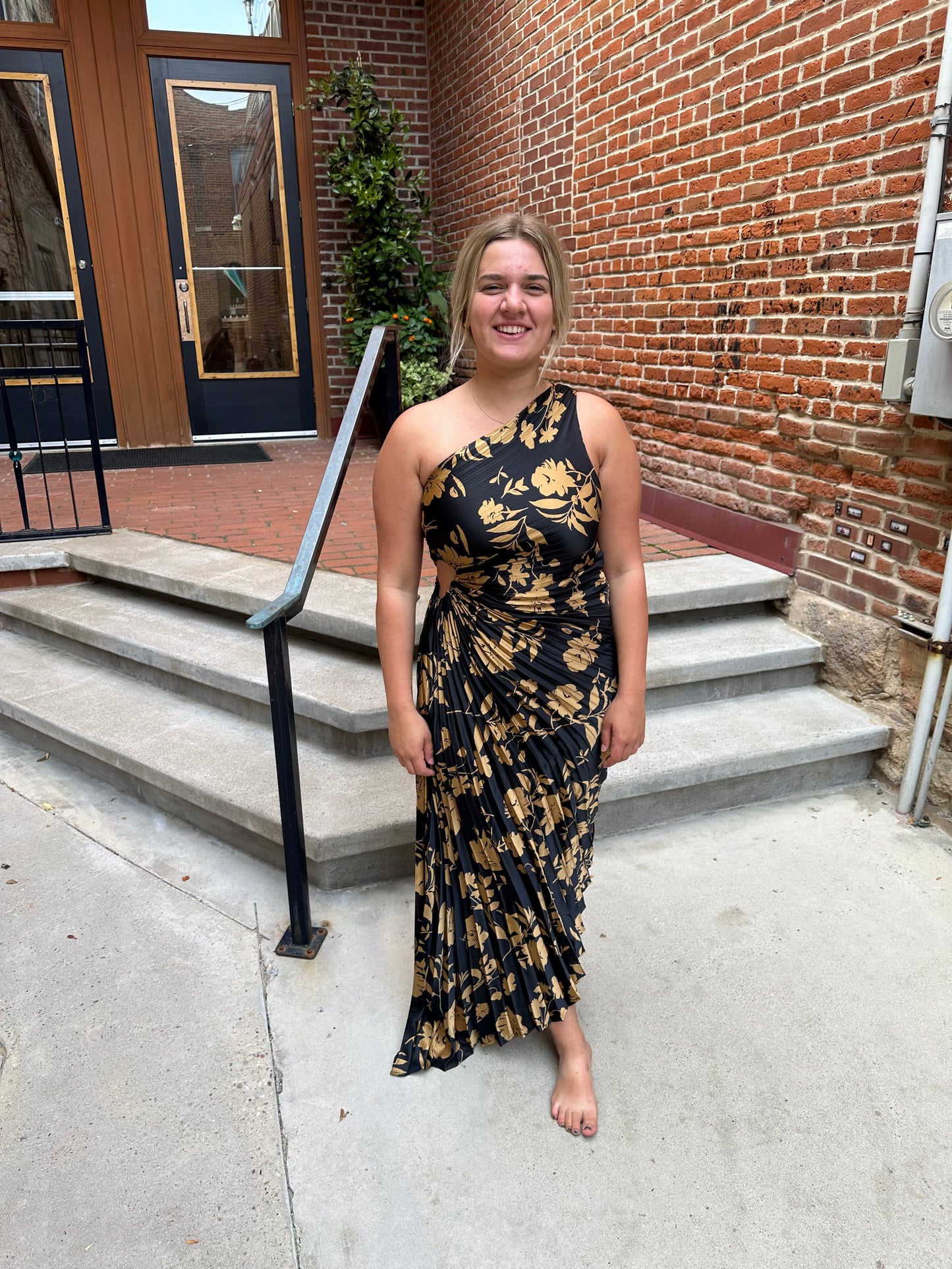 Kori Undeniable Icon Asymmetrical Pleated Maxi Dress