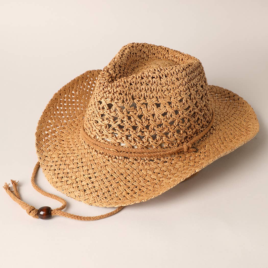 Natural Material Straw Panama Adjustable Sun Hat in Brown