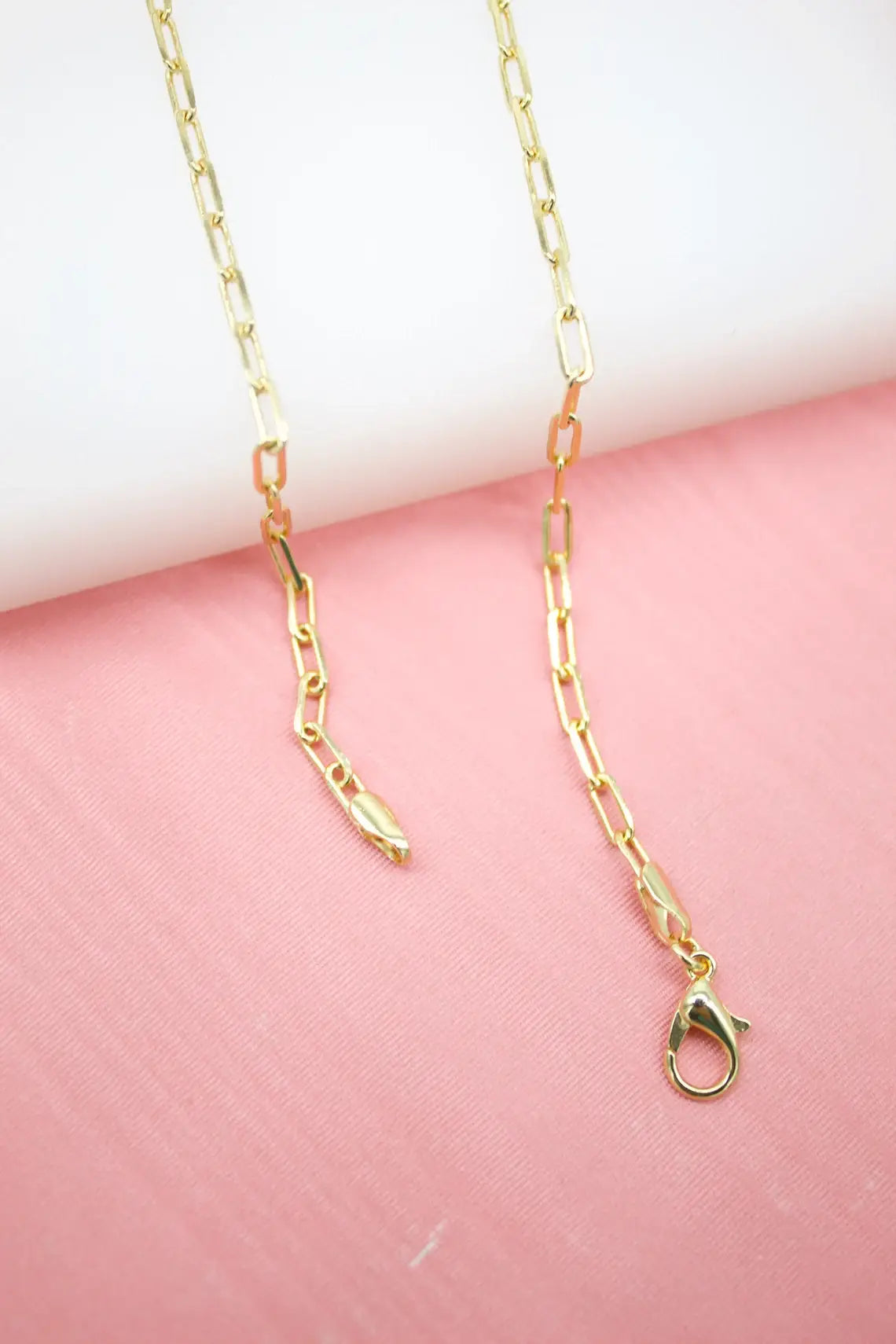 18K Gold Filled 3mm PaperClip Chain 16 inches