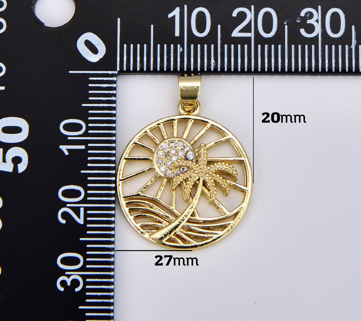 Palm Tree Sunrise Gold Filled Tropical Beach Charm