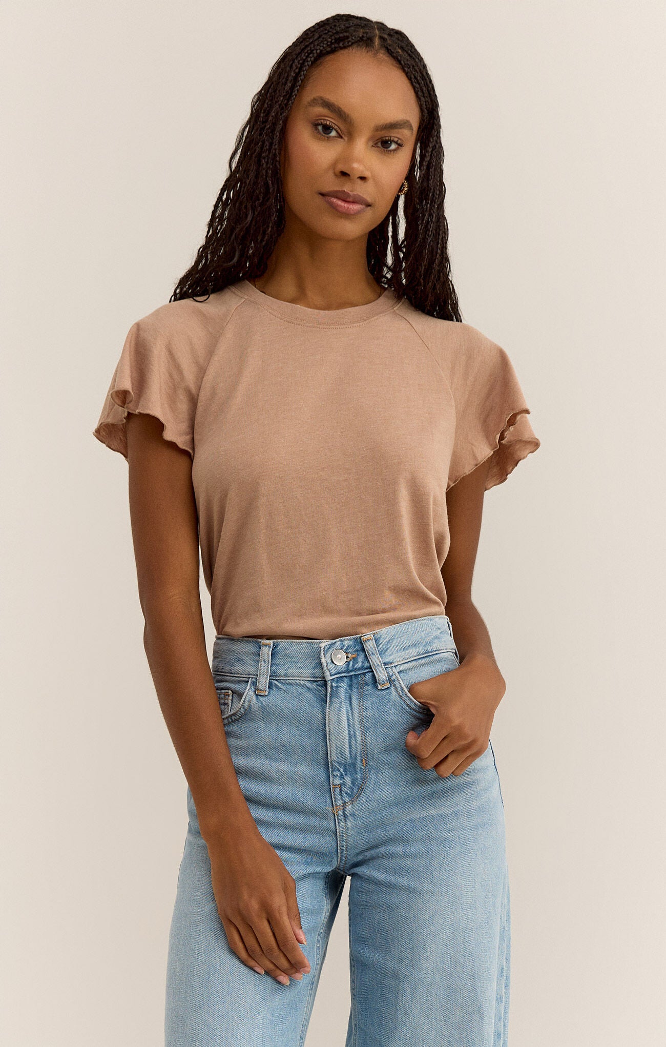Abby Flutter Tee in Iced Coffee