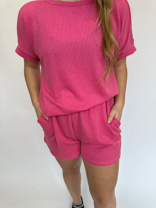 Brittney Textured Shorts in Hot Pink