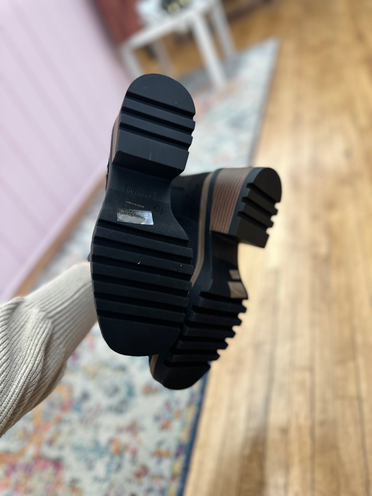 Jorey Black Lug Sole Block Heel