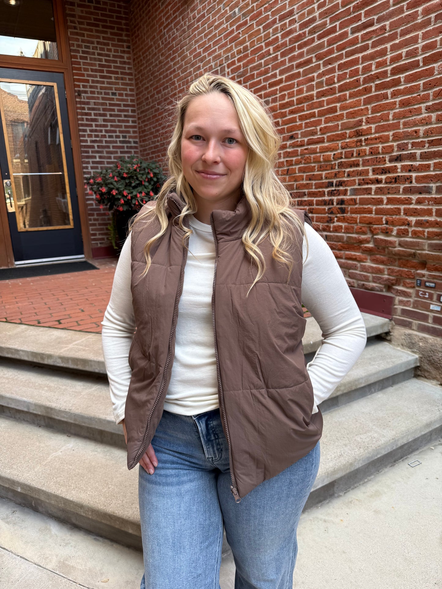 Ava Reversible Vest in Brown