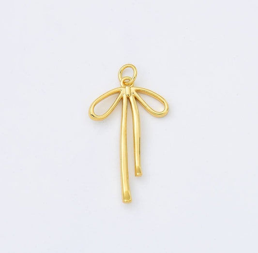 Gold Filled Ribbon Bow Minimalist Charm Pendant
