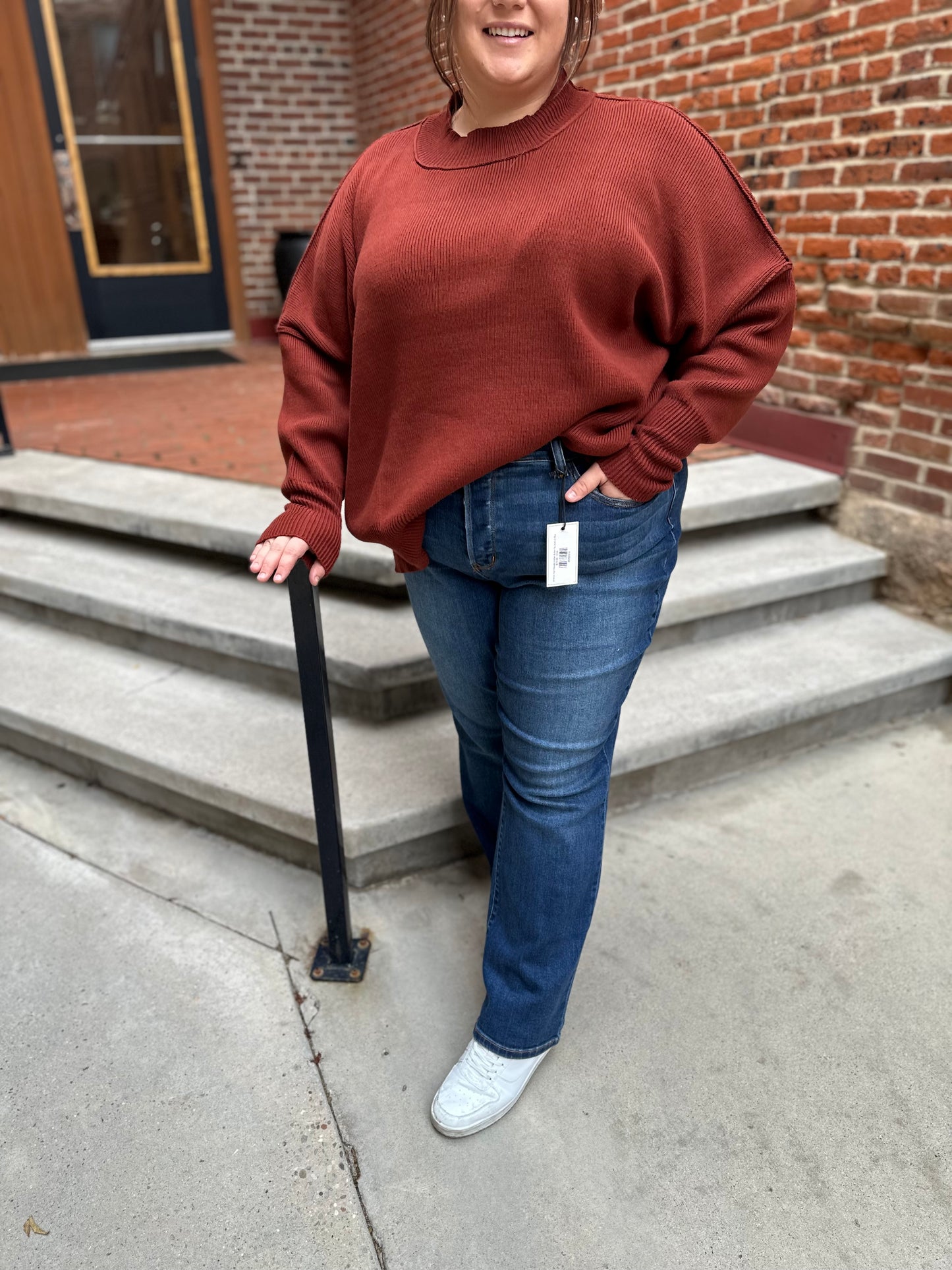 Amanda High Waisted Hidden Button Fly Jeans in Plus