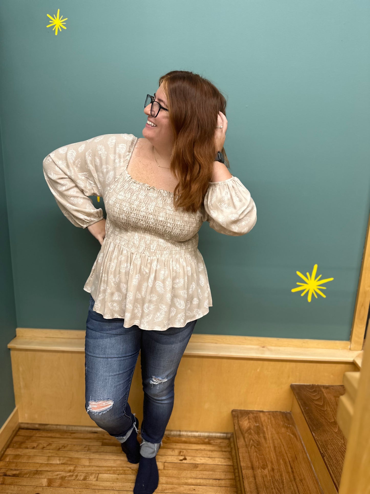 Steph Tan Print Blouse in Plus