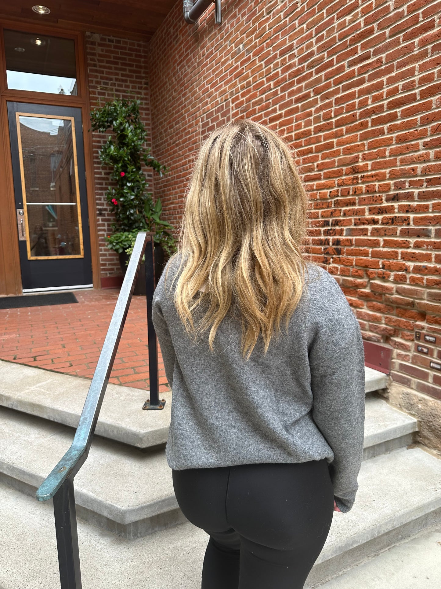 Addyson Bow Crew Sweater in Grey