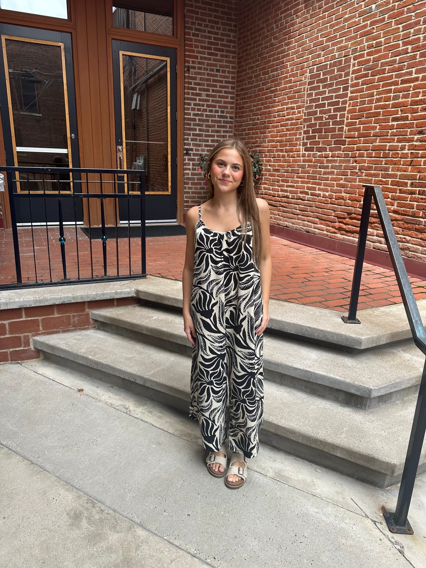 Flared Palm Jumpsuit
