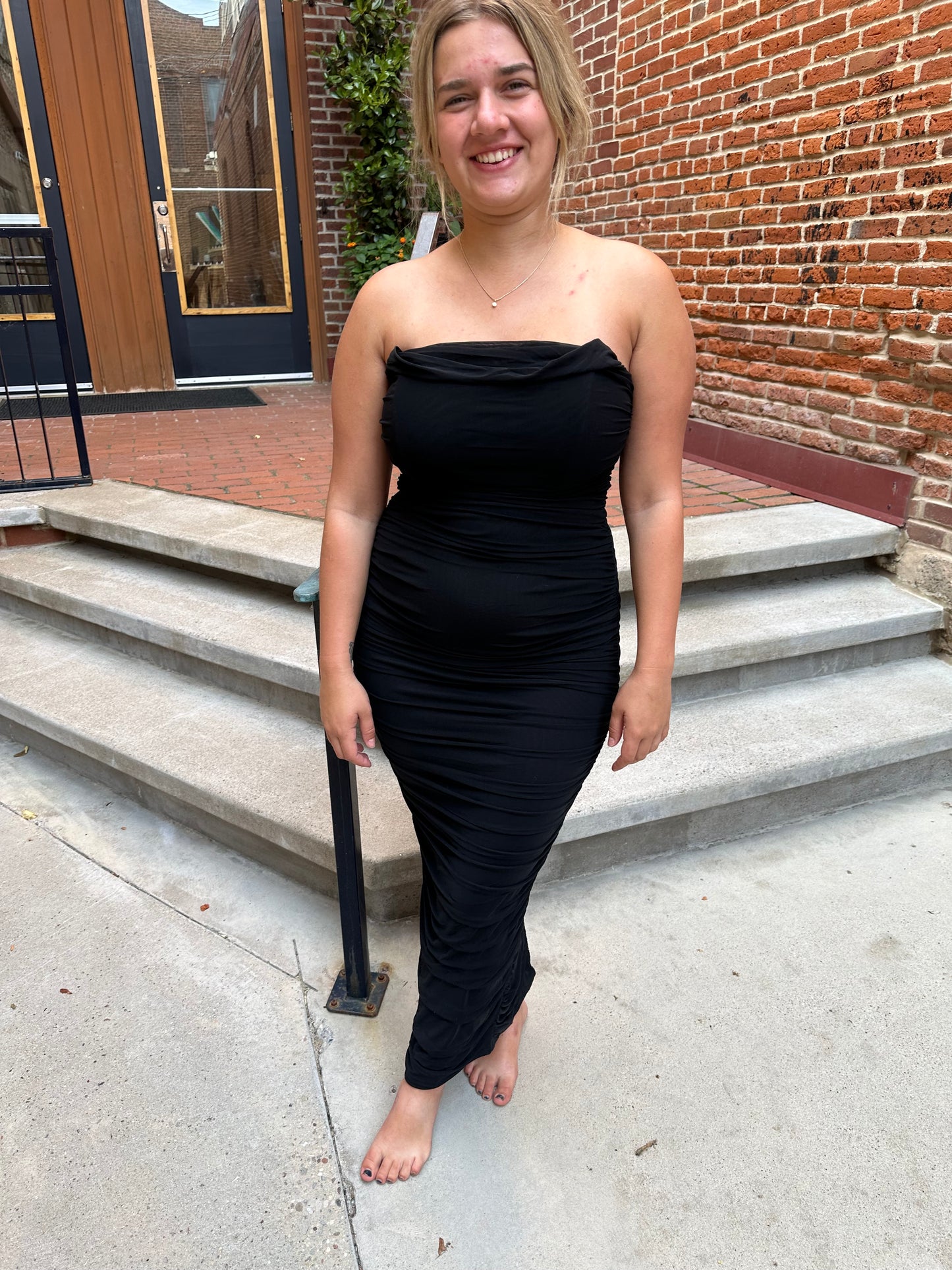 Kyleigh Sleeveless Bodycon Maxi Dress in Black