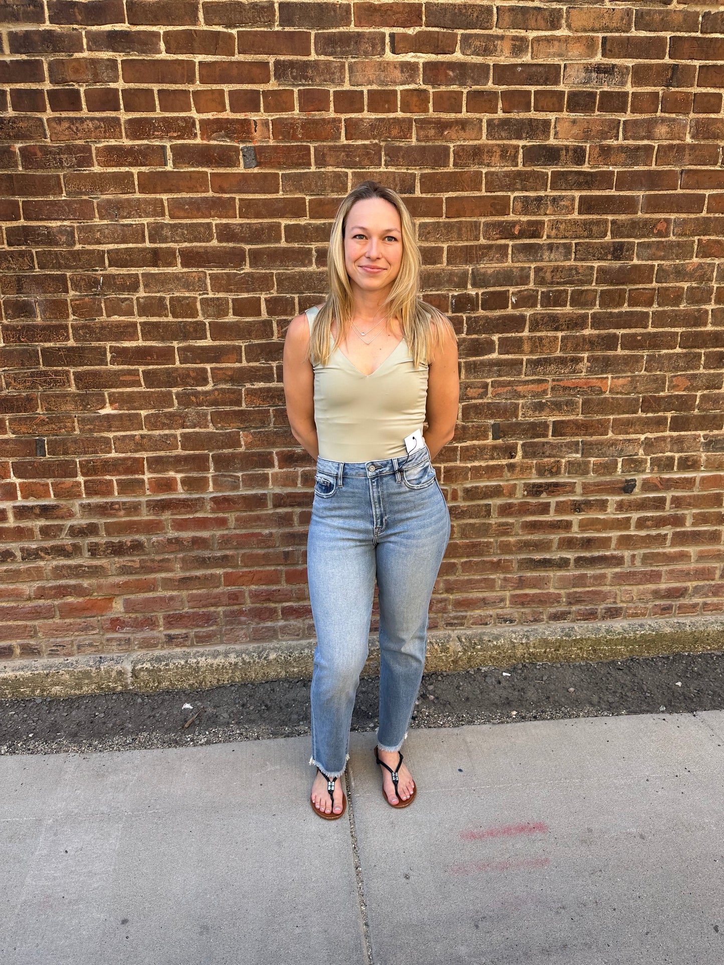 Hailey V Neck Bodysuit in Light Sage
