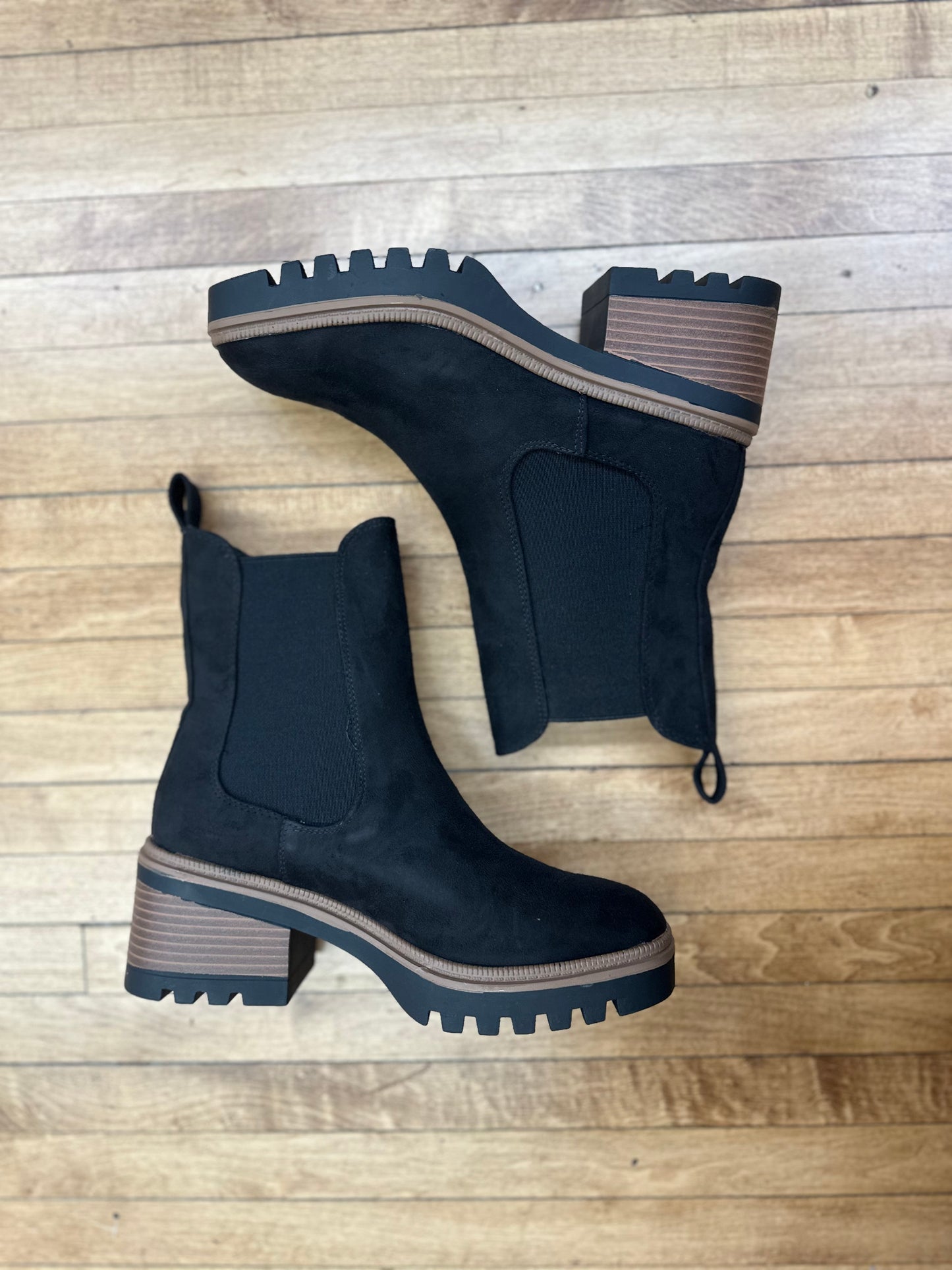 Jorey Black Lug Sole Block Heel