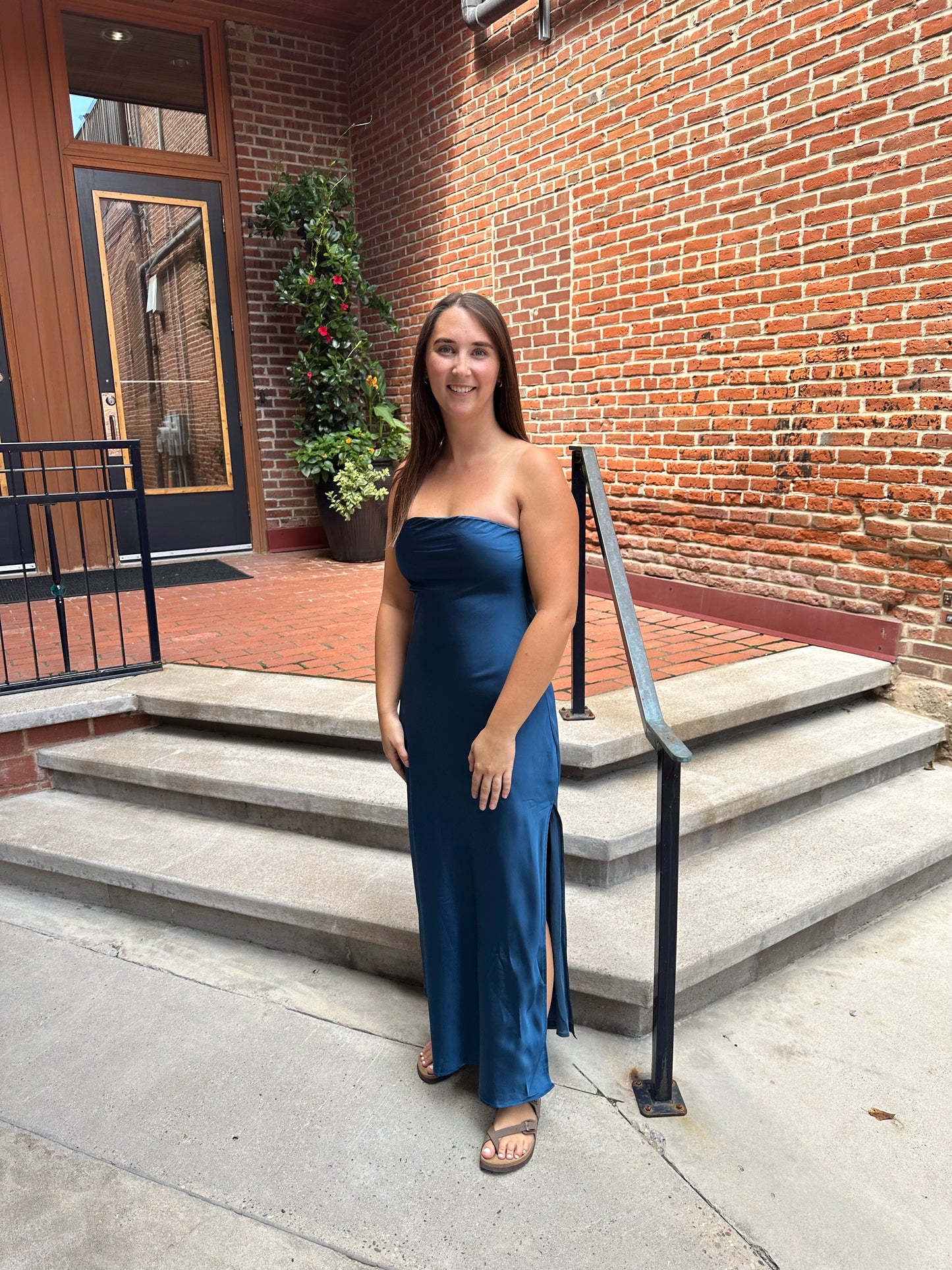 Josee Going Out Strapless Maxi Dress in Peacock