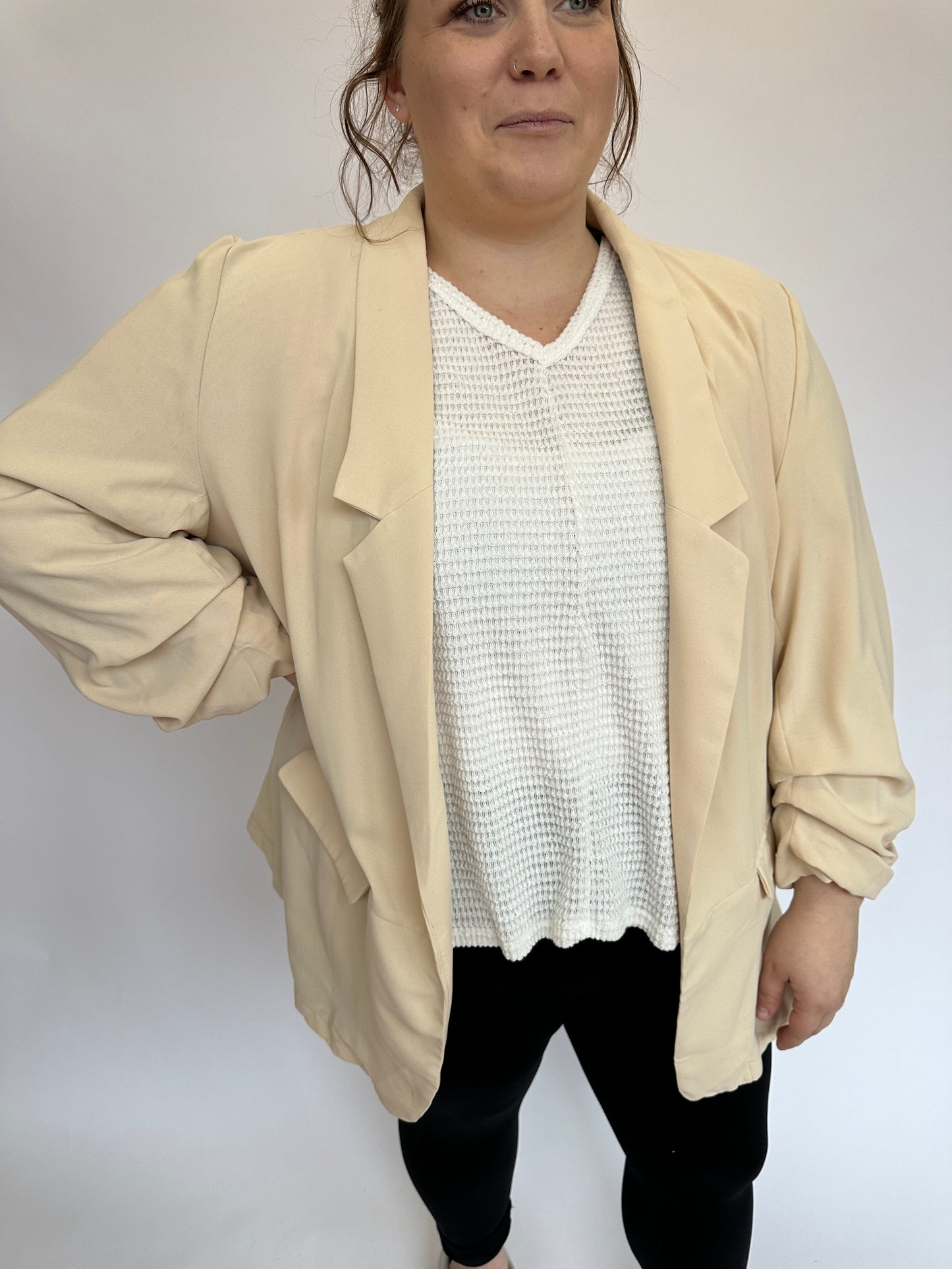 Doris Blazer in Tan in Plus