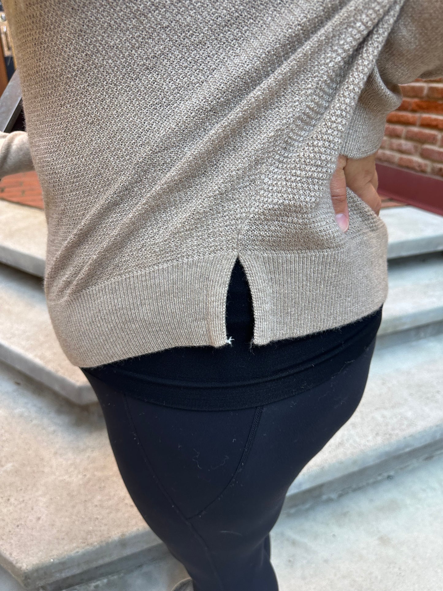 Hadley Mini Waffle Sweater In Taupe
