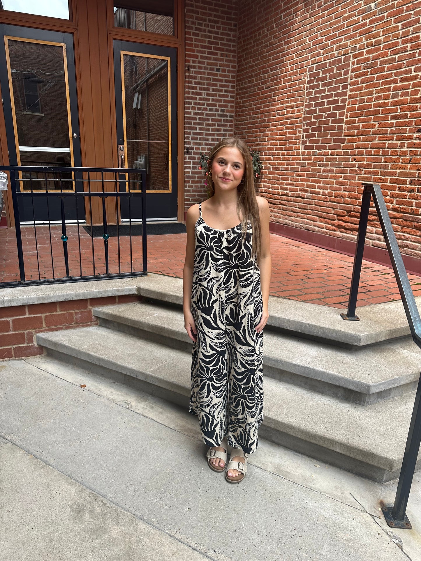 Flared Palm Jumpsuit