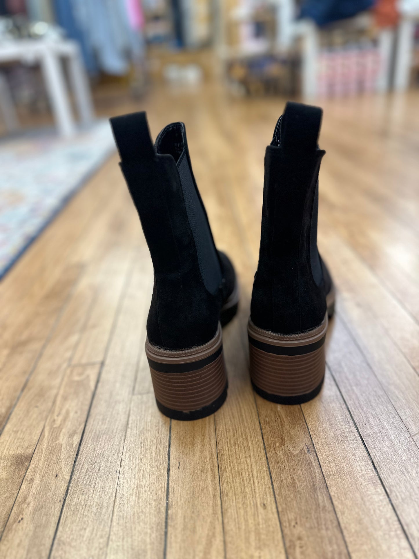 Jorey Black Lug Sole Block Heel