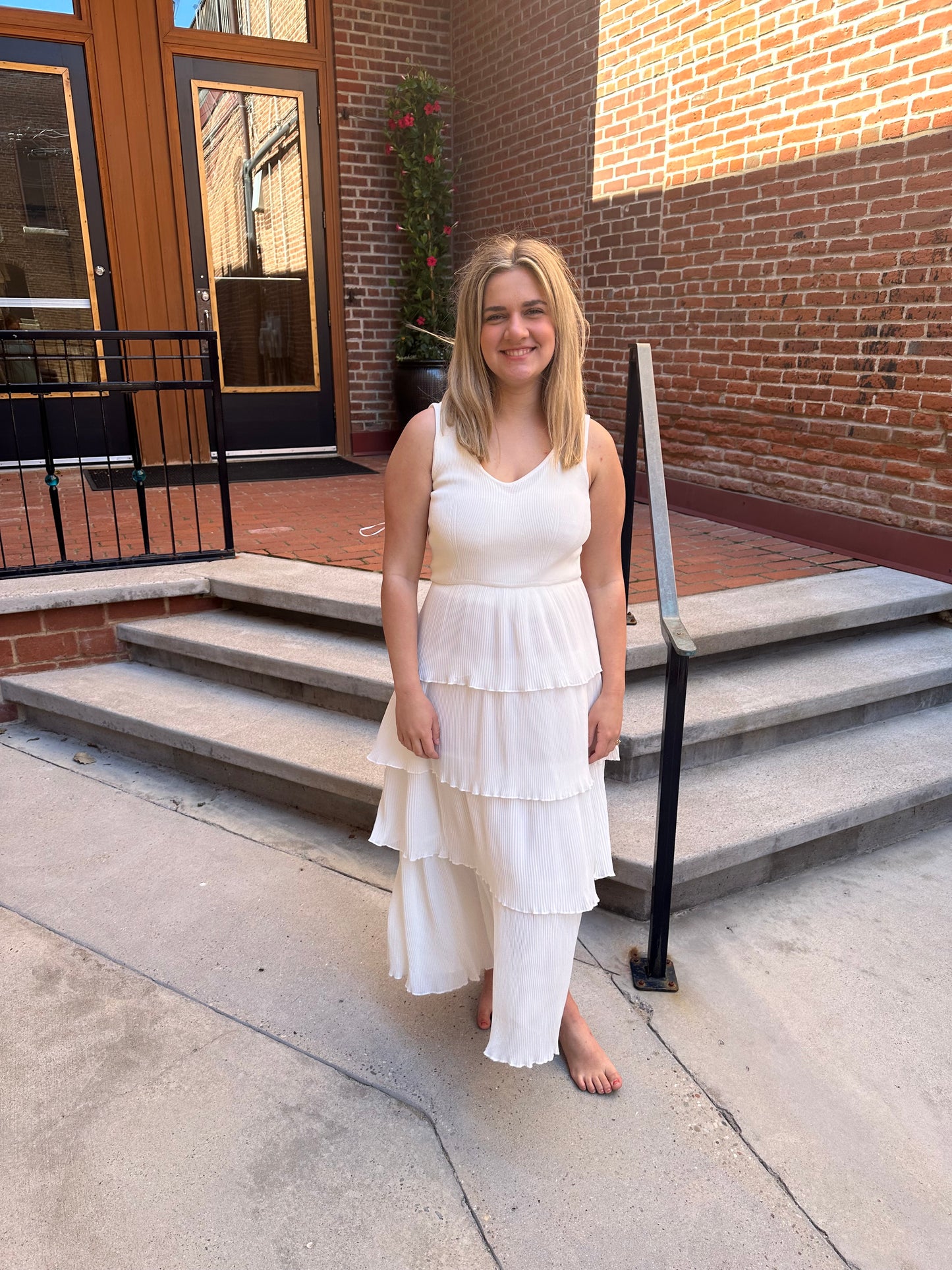 Madison Pleated Dress in White