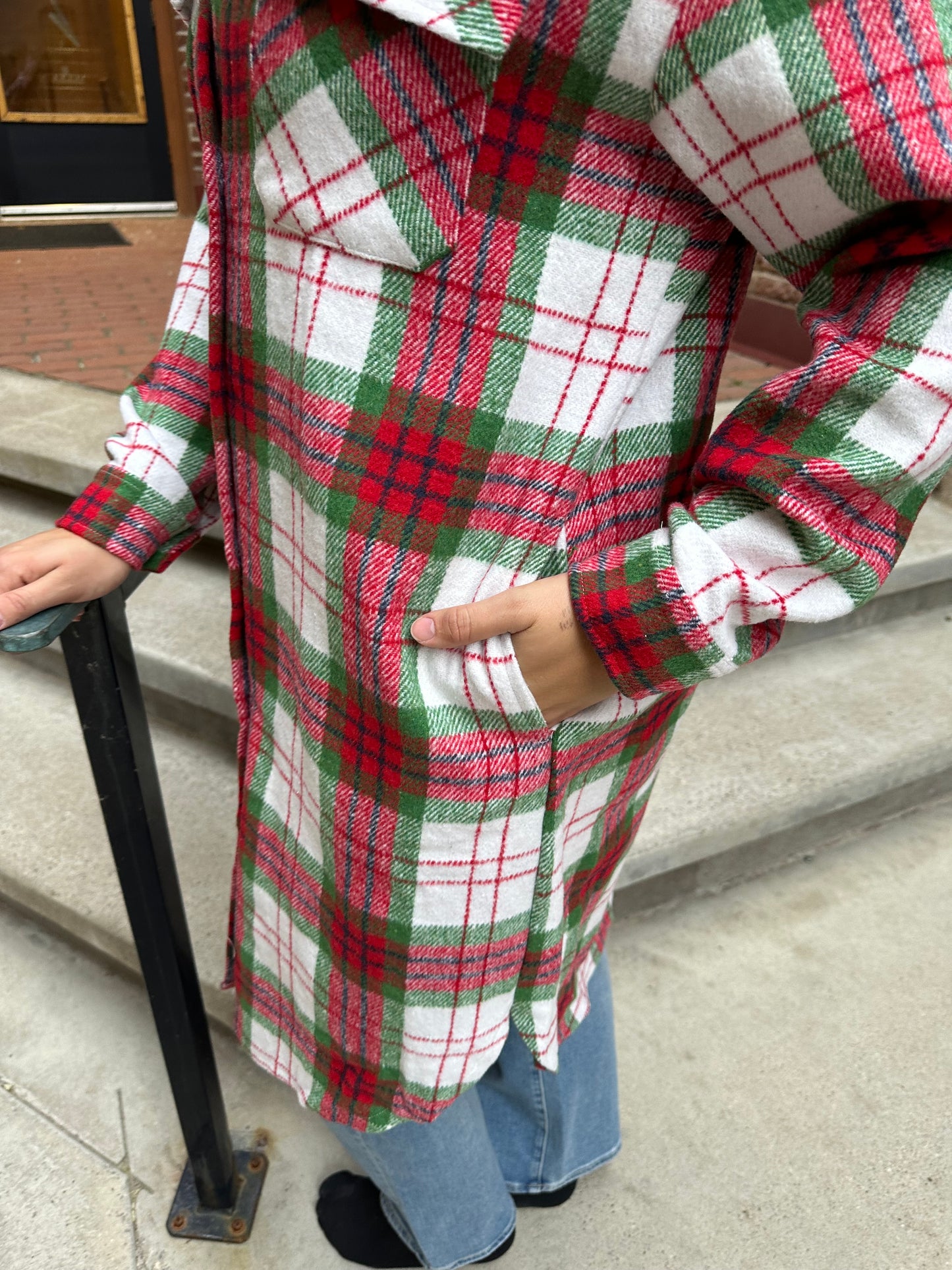 Ophelia Red, Green & White Plaid Long Flannel