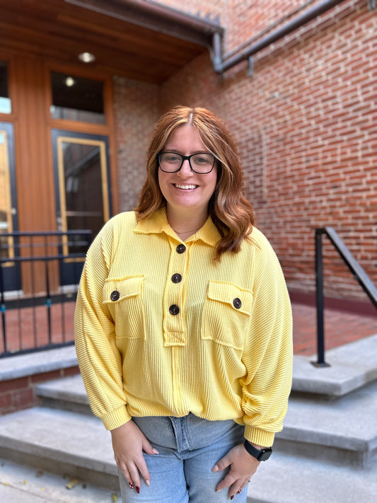 Penelope Collared Button Up in Yellow
