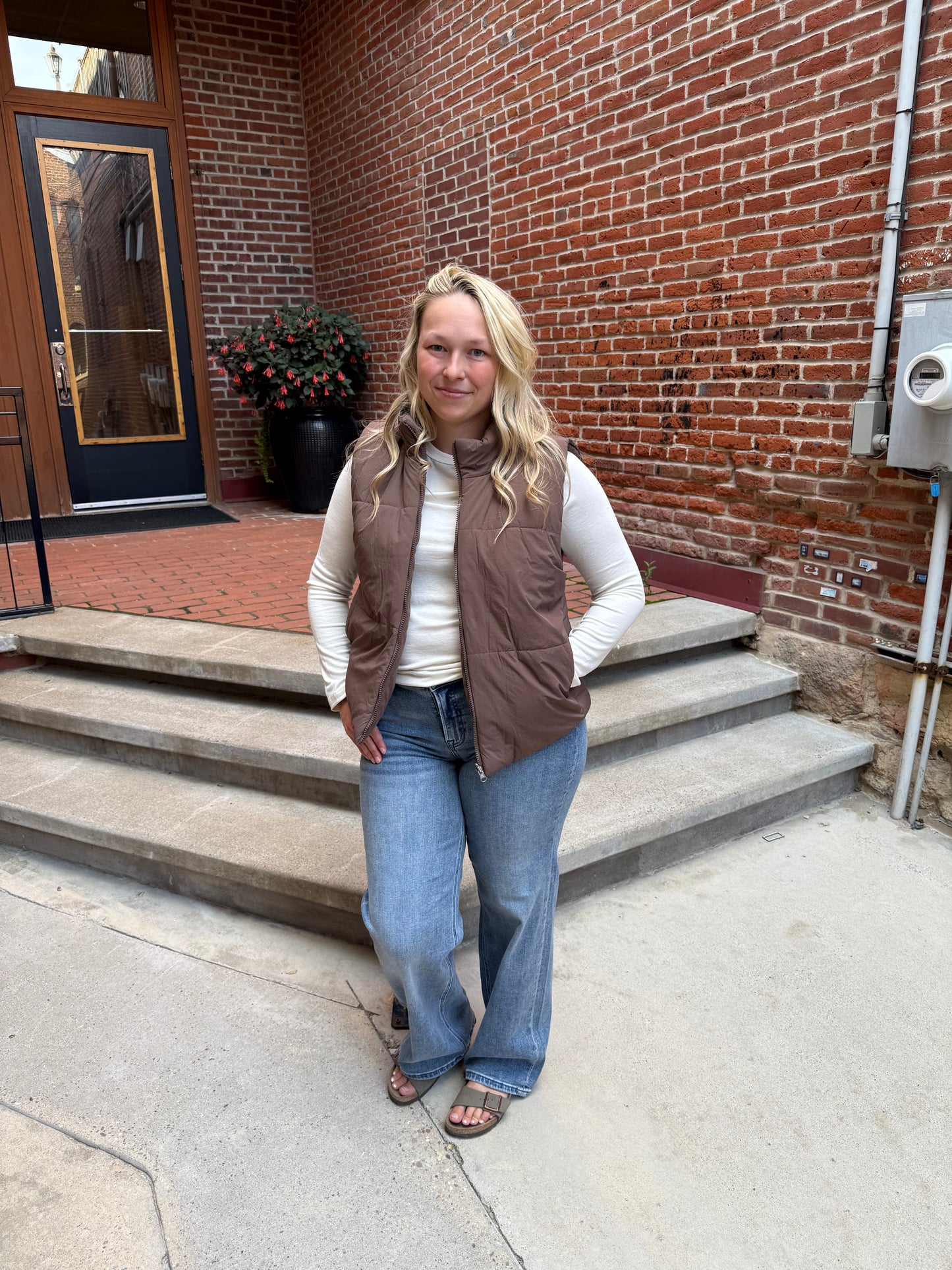 Ava Reversible Vest in Brown