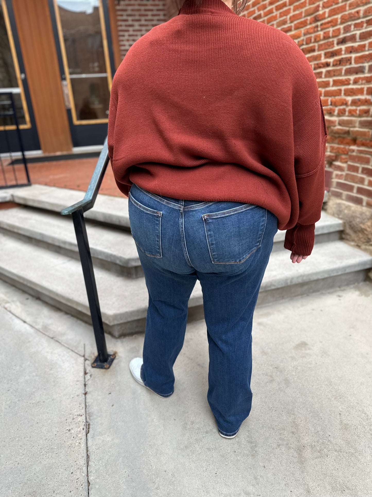 Amanda High Waisted Hidden Button Fly Jeans in Plus