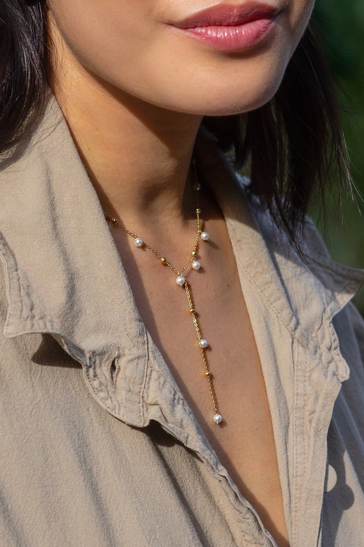 Dax Lariat Necklace in Gold