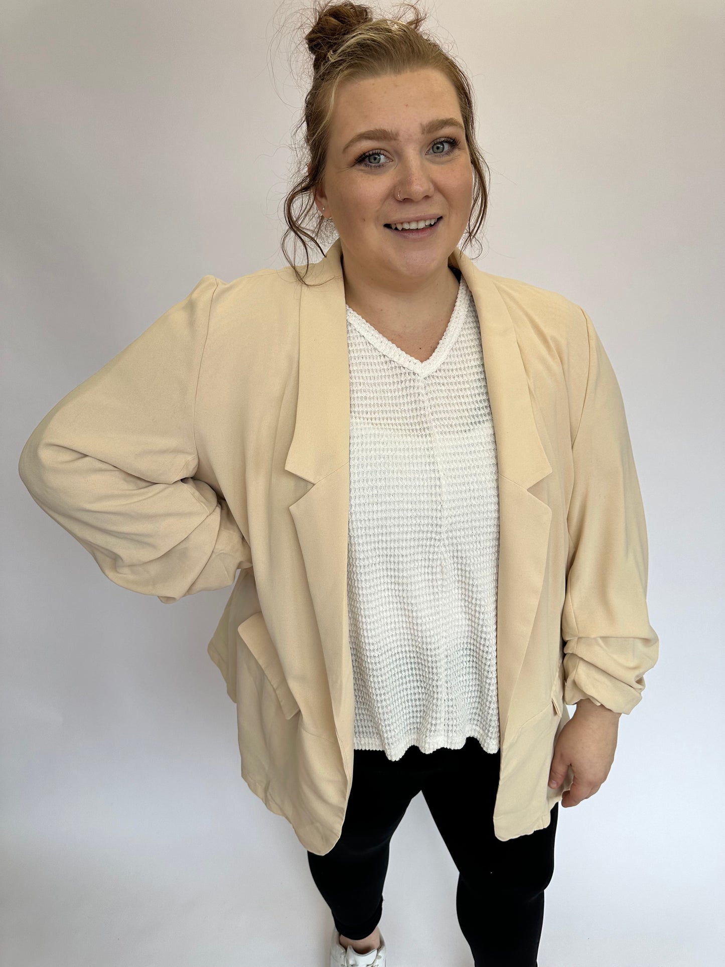 Doris Blazer in Tan in Plus