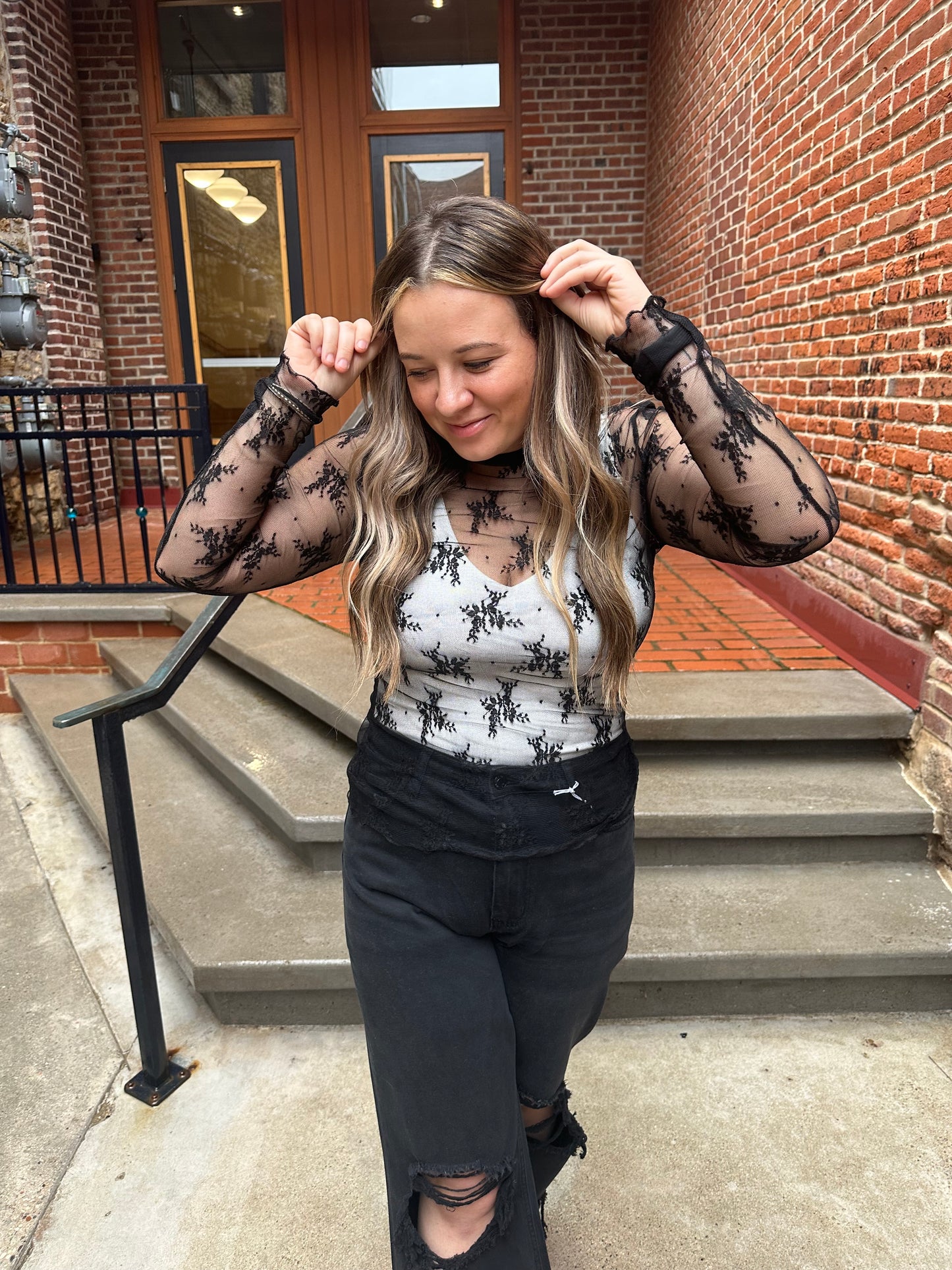Samantha Lace Long Sleeve in Black